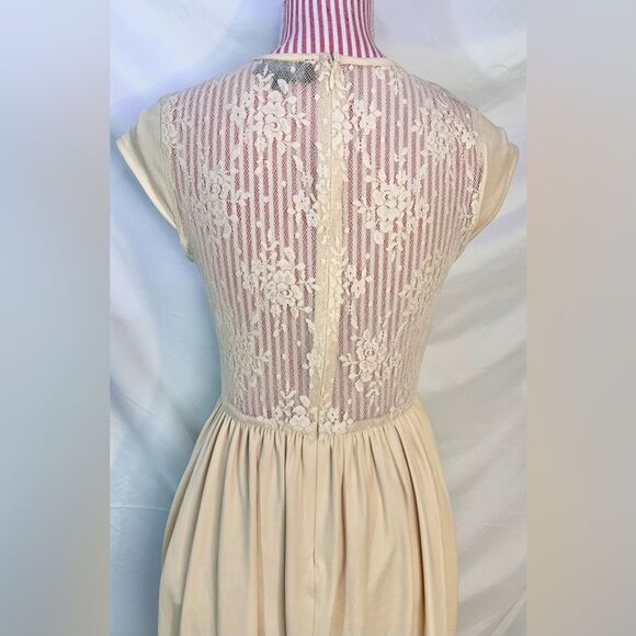 Embroidered Floral Dress Whimsical Lace Cream Fairy Cottagecore Romantic Sz 8 - Picture 5 of 14